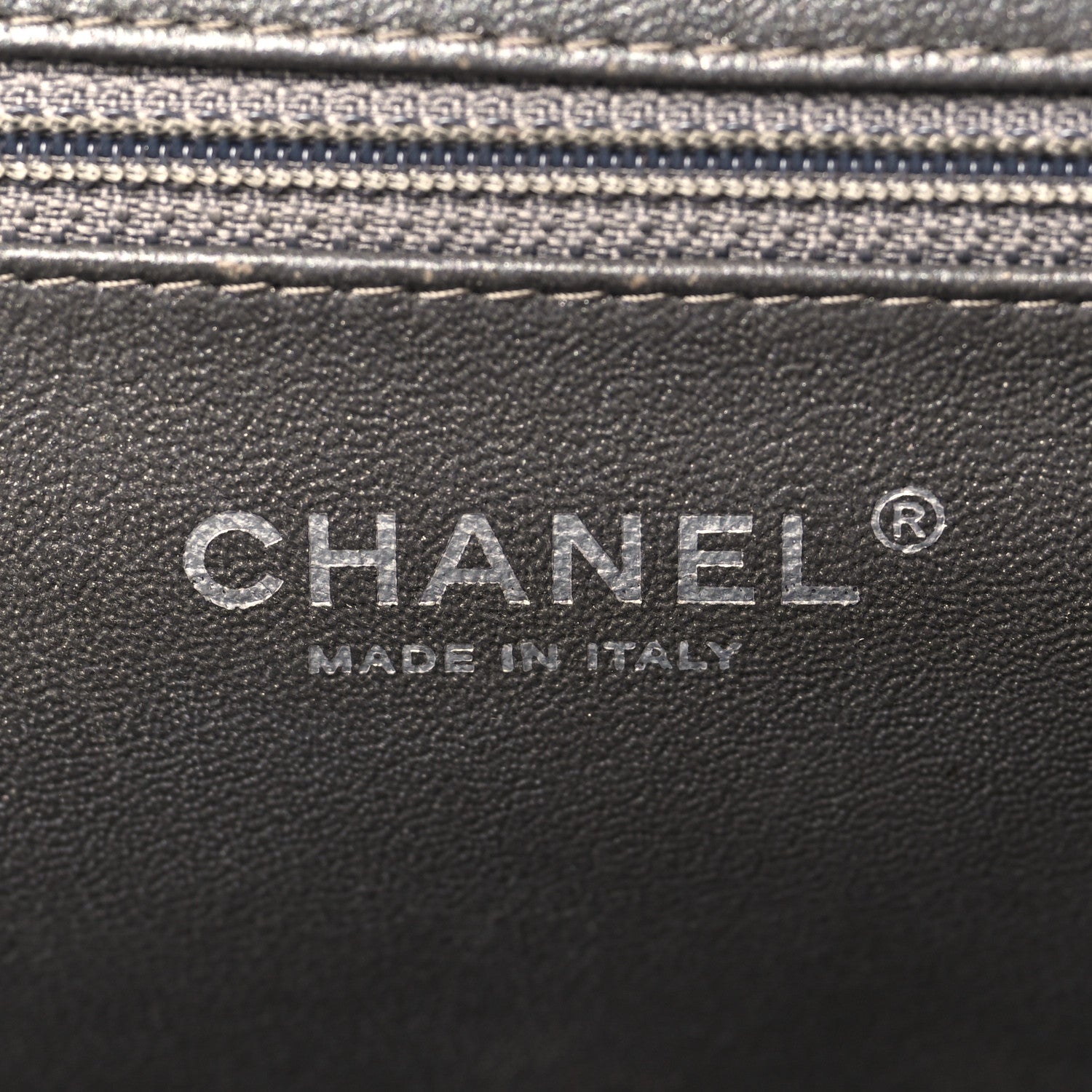 Chanel Metallic Caviar Quilted Clutch Dark Silver 6 of 9