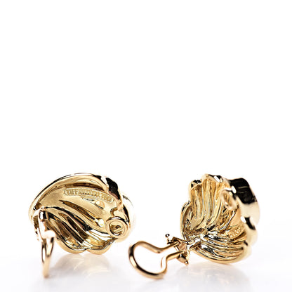 Tiffany 18K Yellow Gold Shell Clip On Earrings 3 of 4