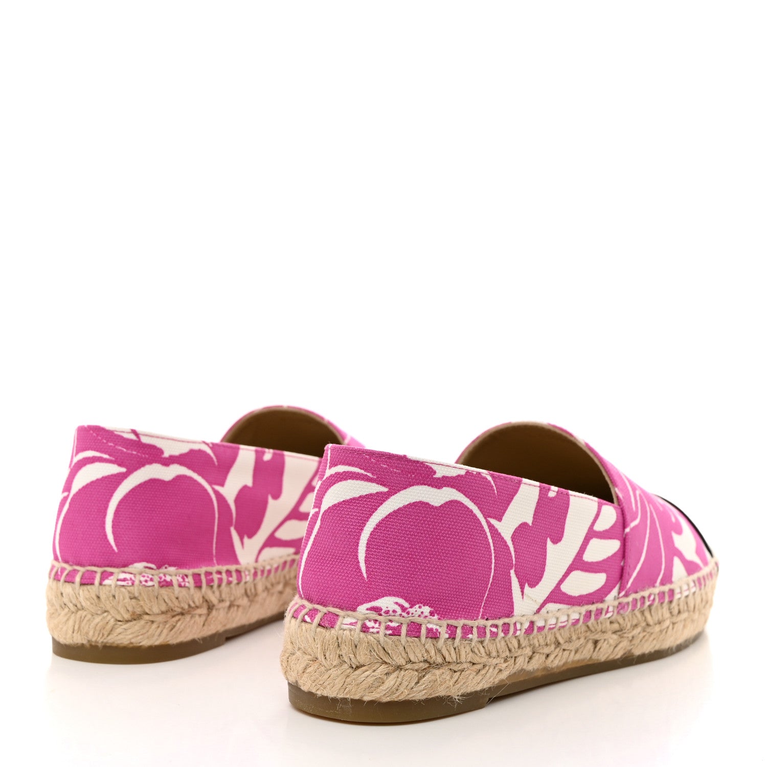 Chanel Cotton Grosgrain CC Printed Espadrilles 38 Pink Ecru Black 4 of 7