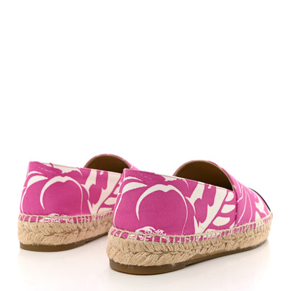Chanel Cotton Grosgrain CC Printed Espadrilles 38 Pink Ecru Black 4 of 7