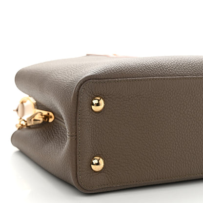 Louis Vuitton Taurillon Capucines MM Smokey Brown Green Creme Pink 8 of 9