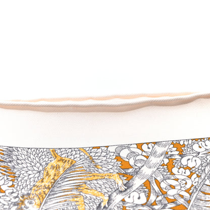 Hermes Silk Faubourg Tropical Scarf 90 Sepia White Caramel 8 of 14