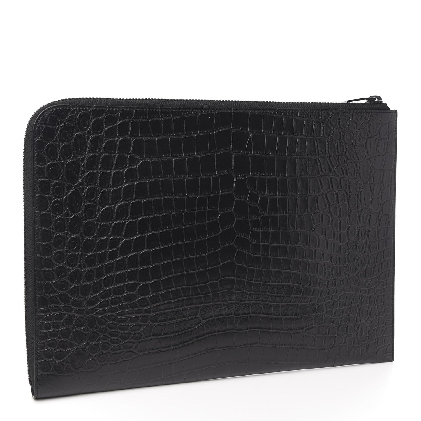 Crocodile Embossed Calfskin Rider Document Holder Black