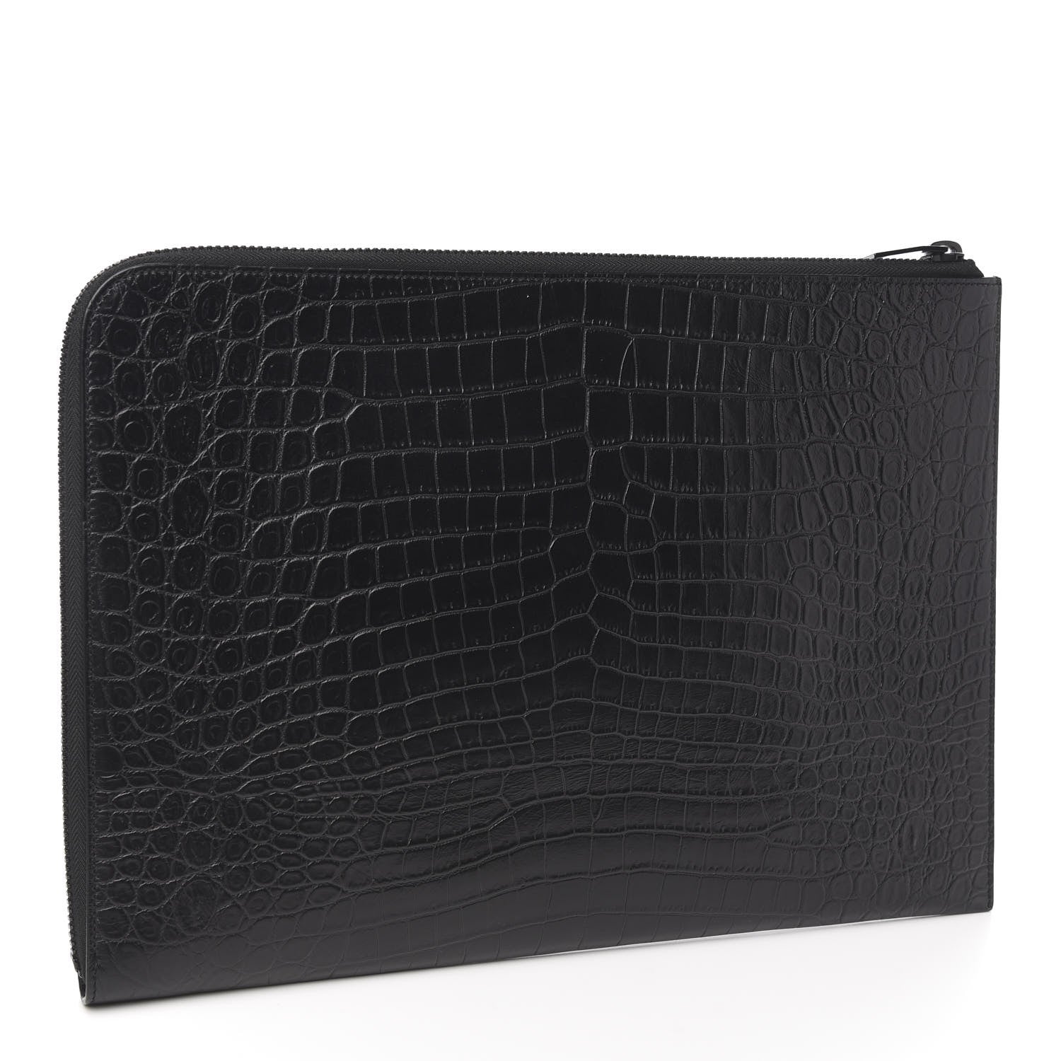 Saint Laurent Crocodile Embossed Calfskin Rider Document Holder Black 2 of 7