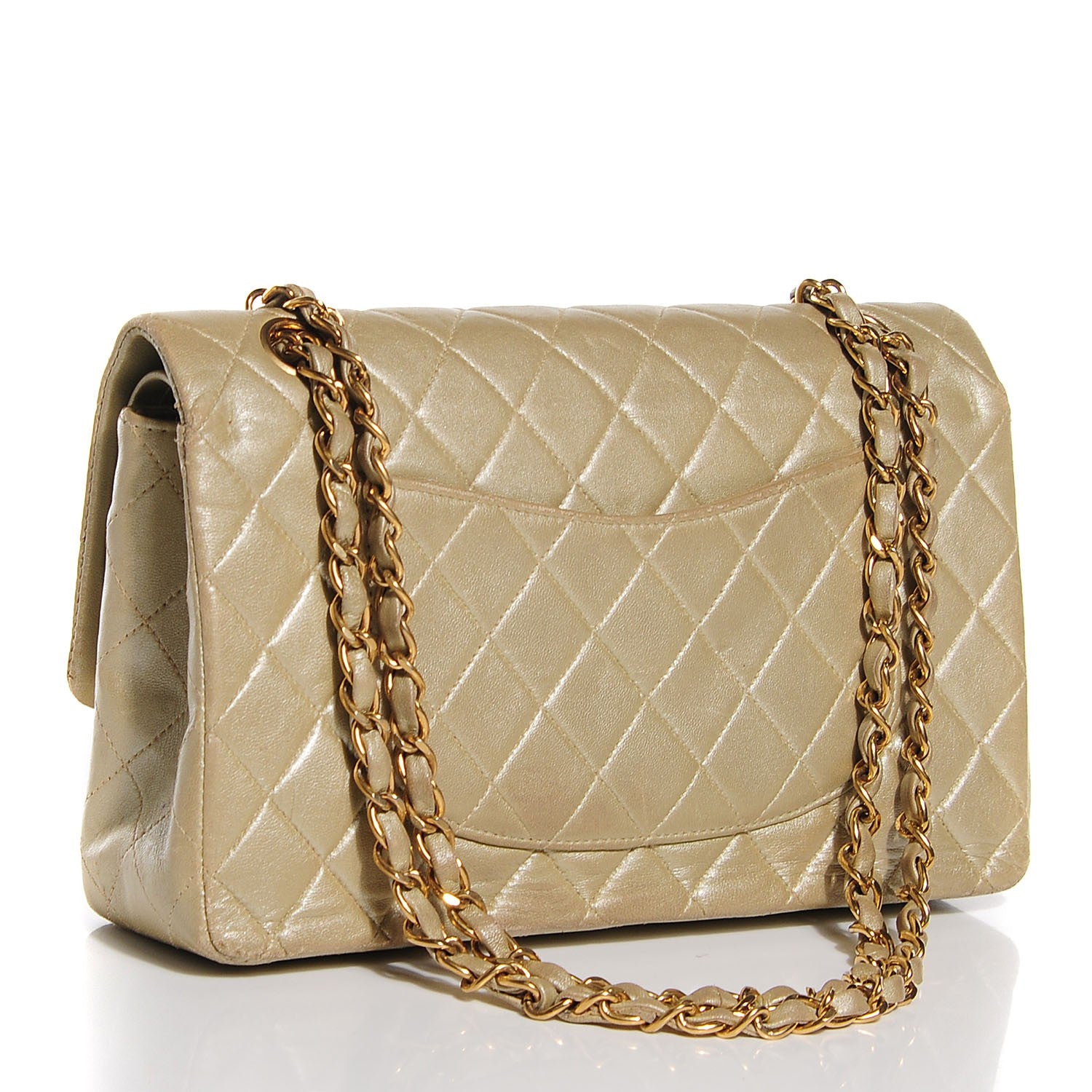 Chanel Lambskin Quilted Medium Double Flap Light Gold 3 of 8