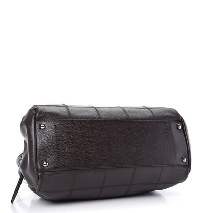 Chanel Caviar Square Stitched Tote Dark Brown 4 of 10