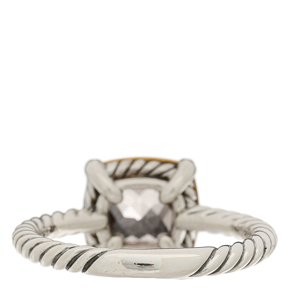 David Yurman Sterling Silver 18K Rose Gold Diamond Morganite Chatelaine Bezel Ring 54 7 4 of 5