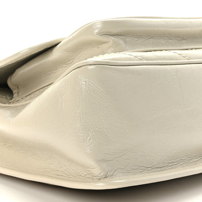 Saint Laurent Crinkled Calfskin Matelasse Monogram Medium Niki Chain Satchel Blanc Vintage 8 of 9