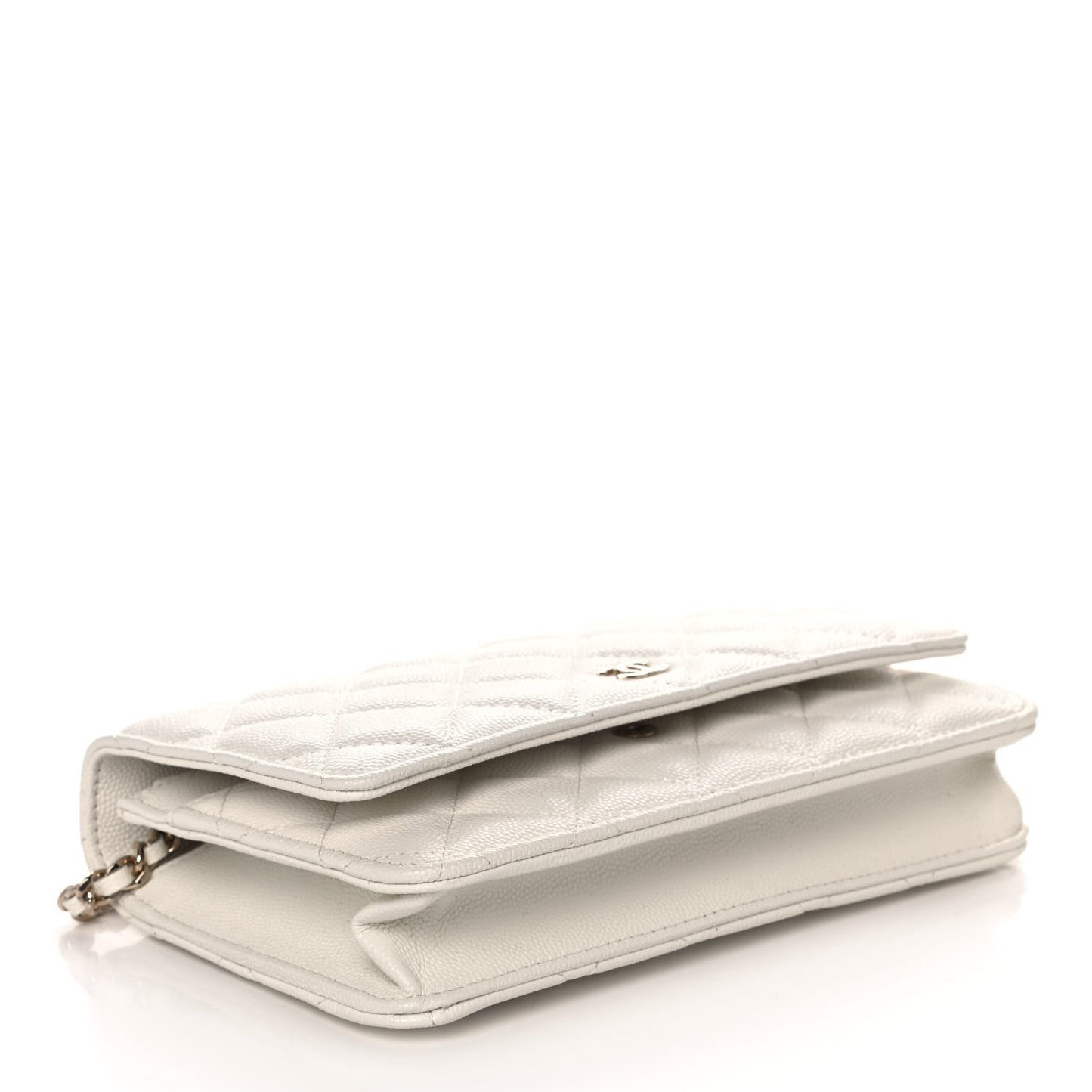 Caviar Quilted Wallet On Chain WOC White