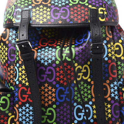 Gucci GG Supreme Monogram Psychedelic Medium Double Buckle Backpack Black Multicolor 8 of 8