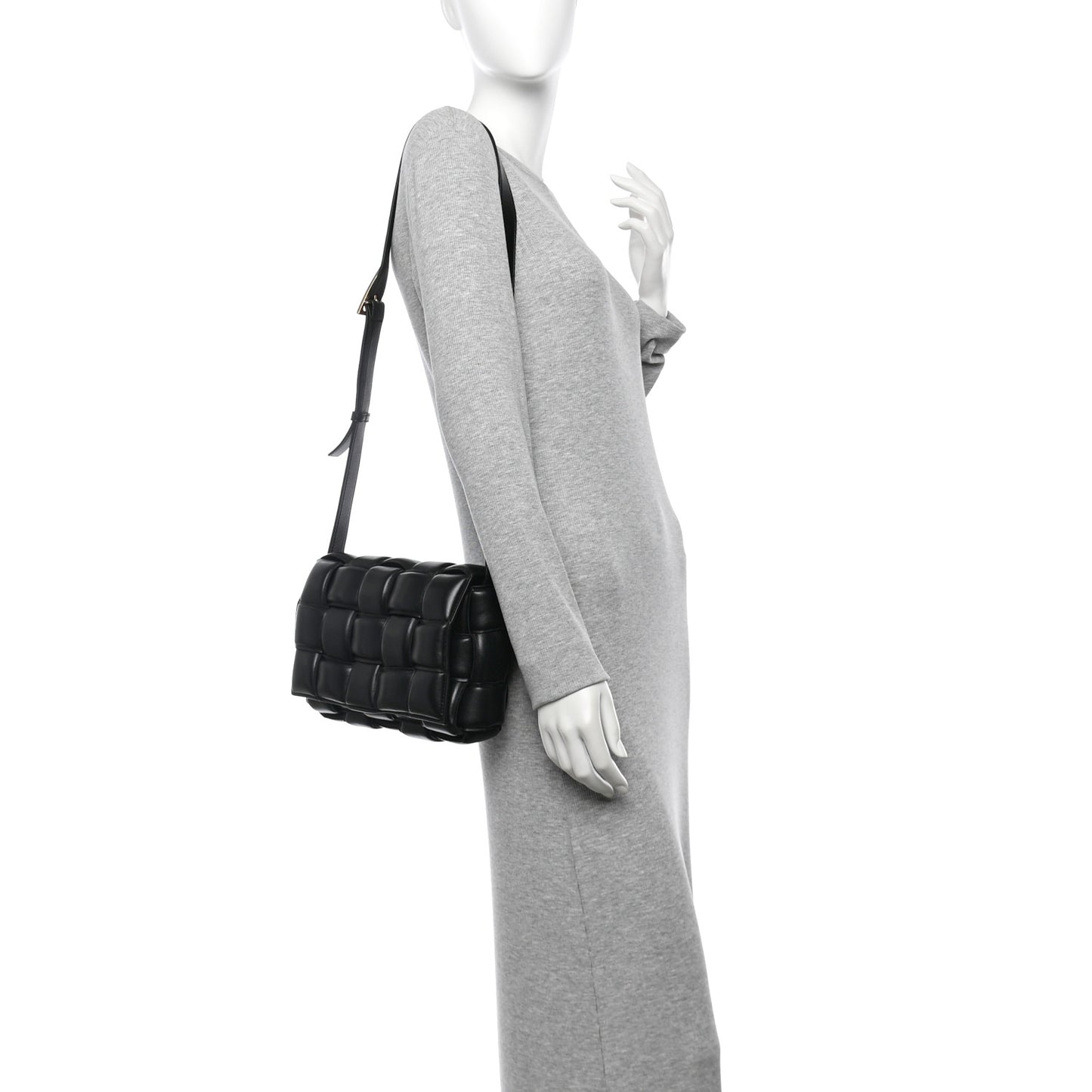 Nappa Maxi Intreccio Padded Cassette Crossbody Bag Black