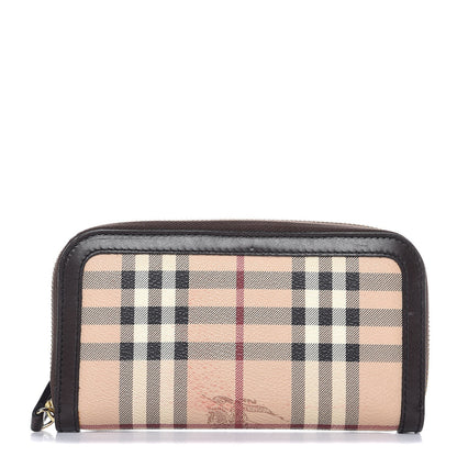 Burberry Haymarket Check Large Ziggy Zip Around Wallet Chocolate 1 of 11