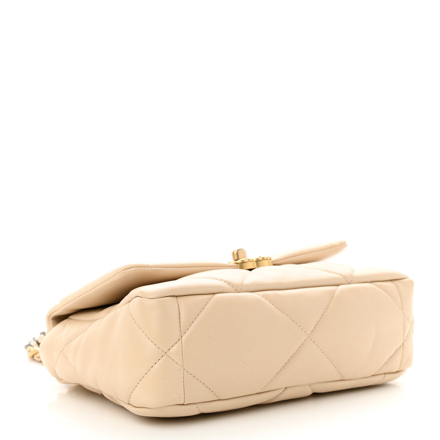 Lambskin Quilted Medium Chanel 19 Flap Light Beige