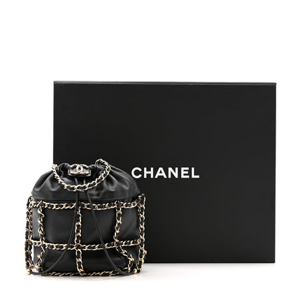 Chanel Lambskin Bucket Chain Drawstring Bag Black 13 of 13
