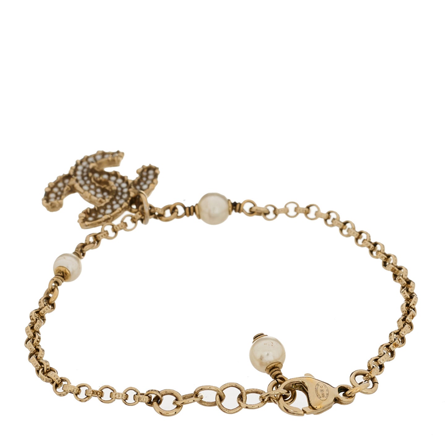 Pearl CC Bracelet Light Gold