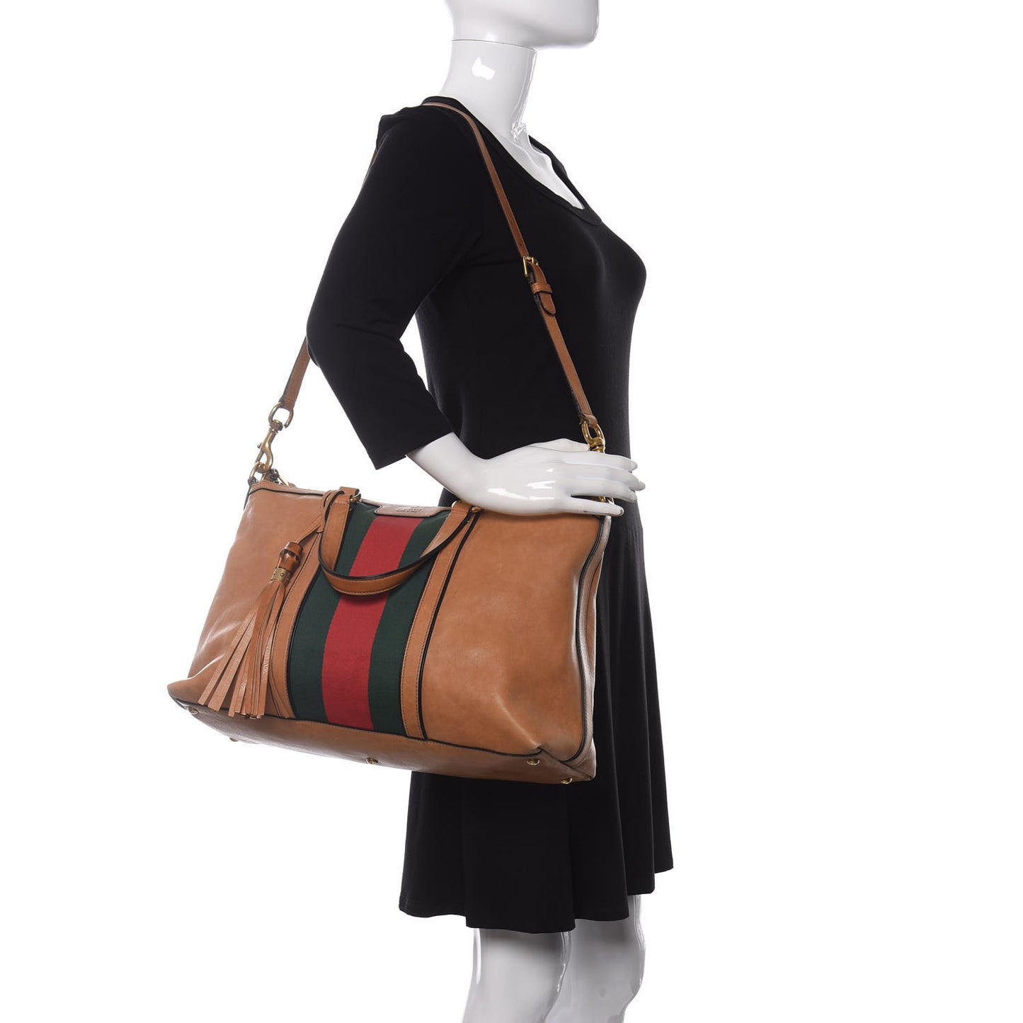 Calfskin Web Medium Rania Top Handle Bag Khaki