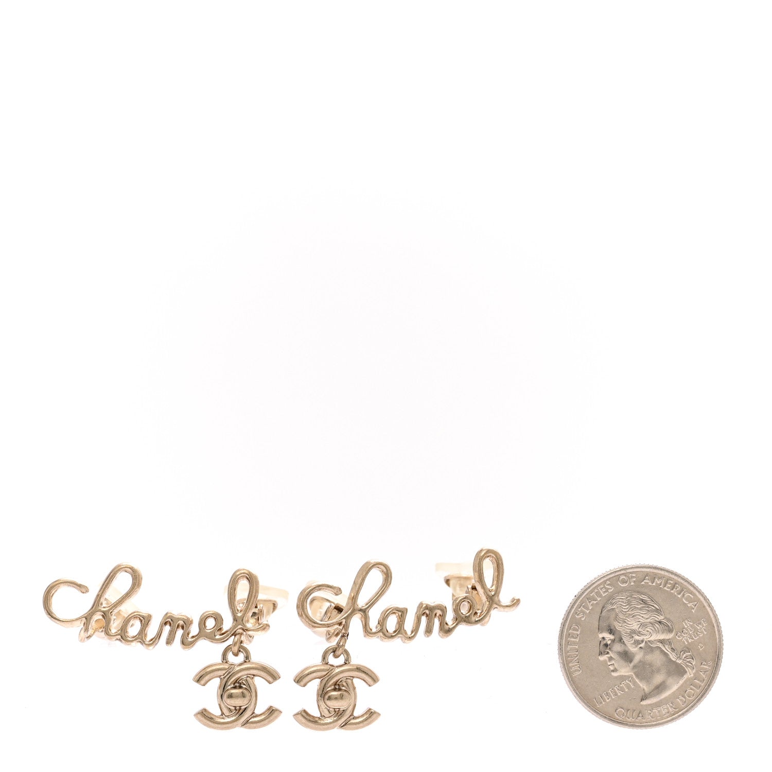 Chanel Metal CC Turnlock Climber Clip On Earrings Gold 2 of 4