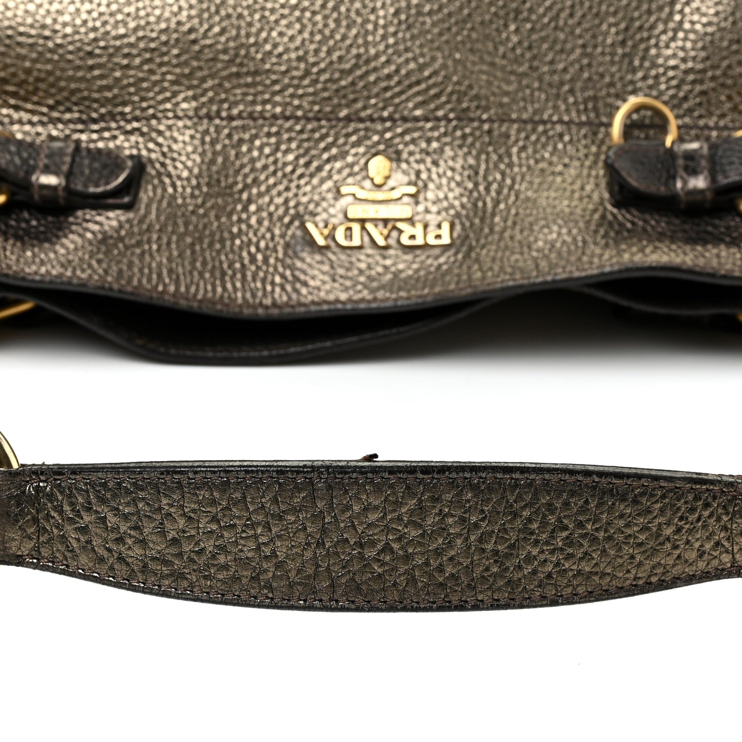 Metallic Vitello Daino Side Pocket Tote Bag Acciaio