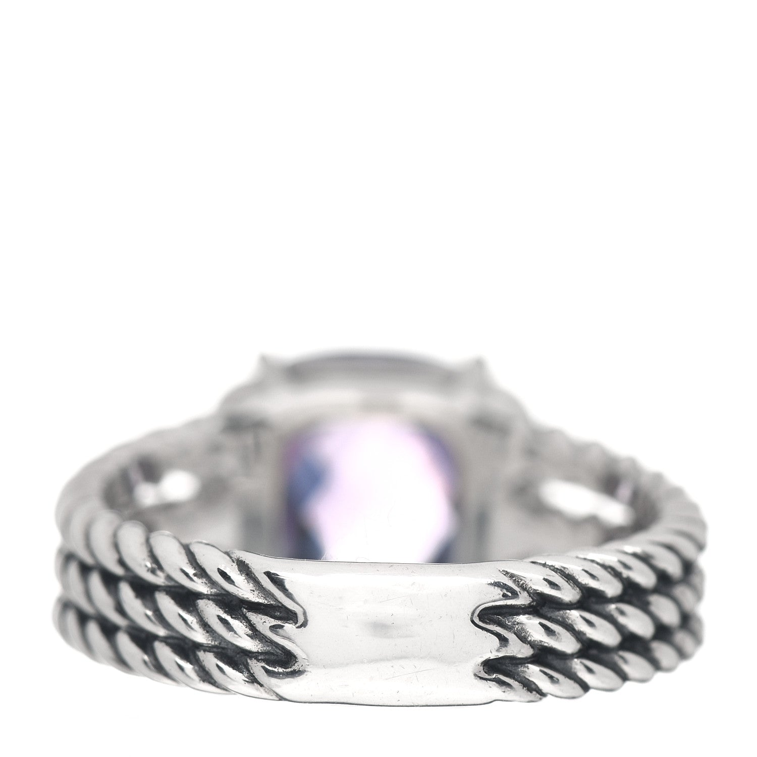 David Yurman Sterling Silver Diamond Amethyst 10mm Petite Wheaton Ring 54 6.75 4 of 5