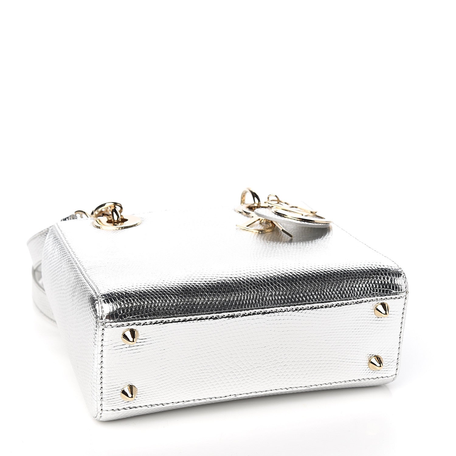 Christian Dior Metallic Lizard Small Lady Dior Argent 3 of 9