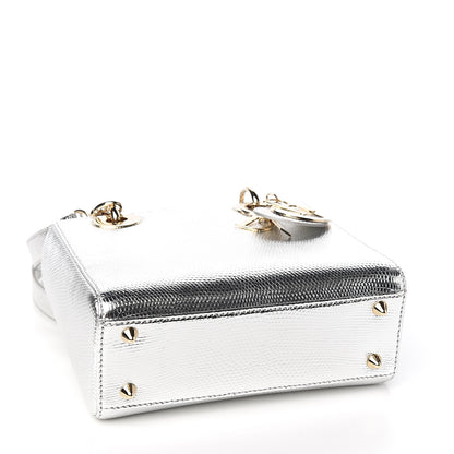 Christian Dior Metallic Lizard Small Lady Dior Argent 3 of 9