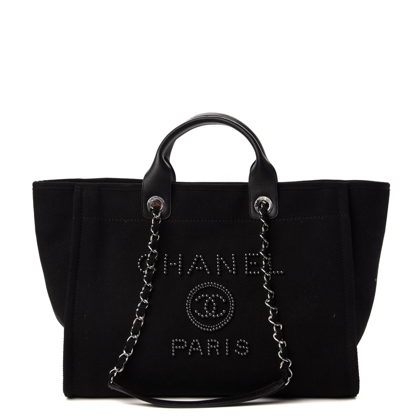 Canvas Pearl Medium Deauville Tote Black