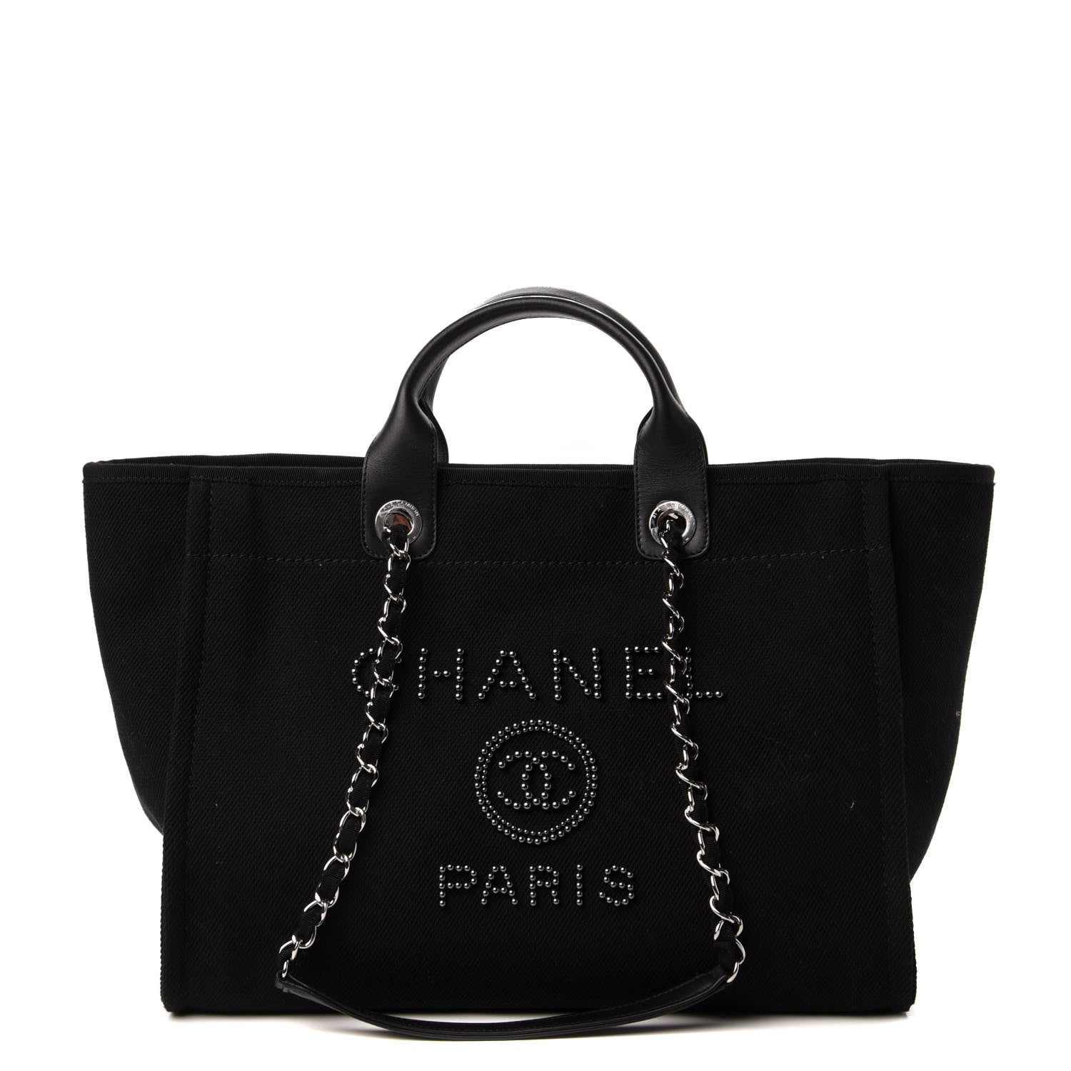 Chanel Canvas Pearl Medium Deauville Tote Black 1 of 9