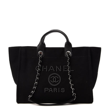 Chanel Canvas Pearl Medium Deauville Tote Black 1 of 9