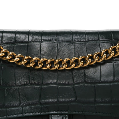 Balenciaga Extra Supple Calfskin Crocodile Embossed Small Crush Chain Bag Forest Green 8 of 10