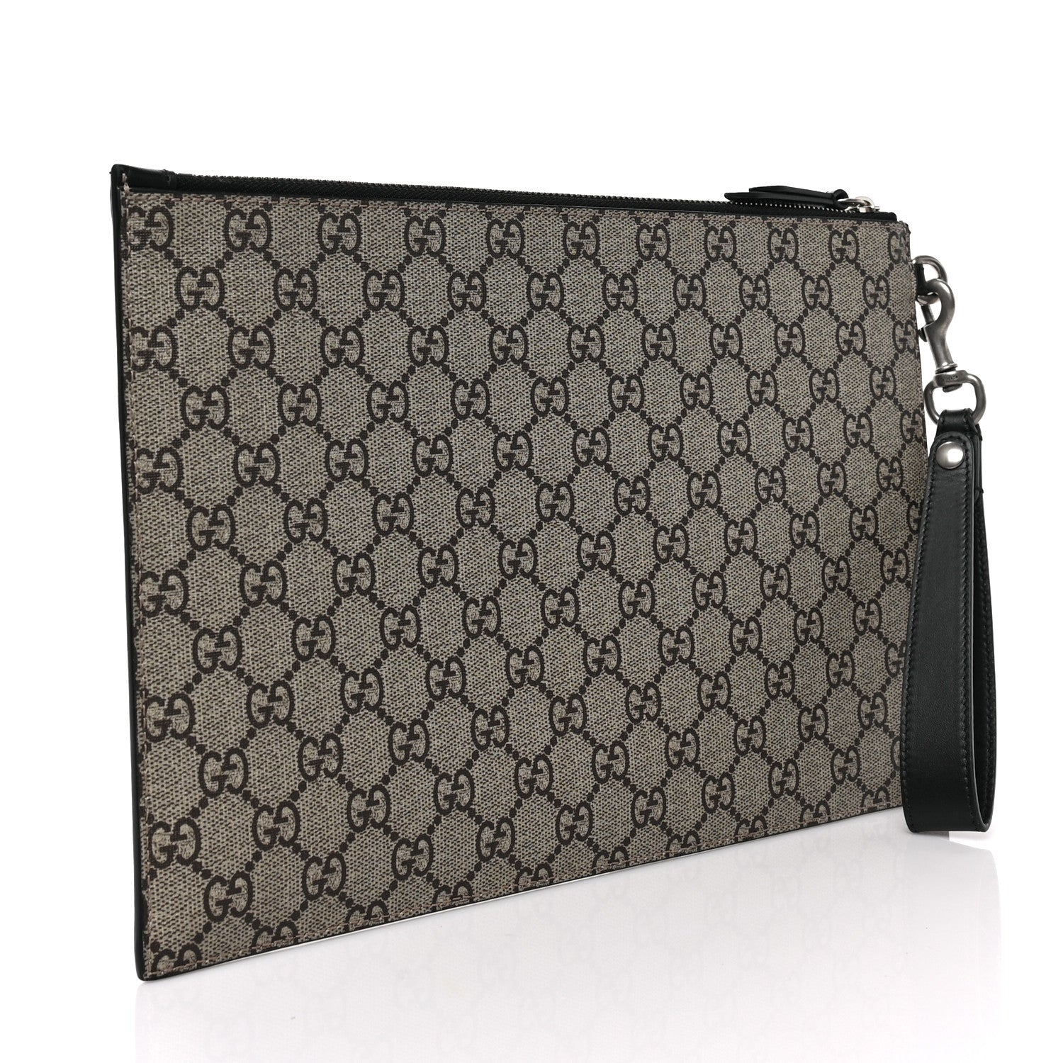 Gucci GG Supreme Monogram Wolf Zip Wristlet Pouch Beige 3 of 7