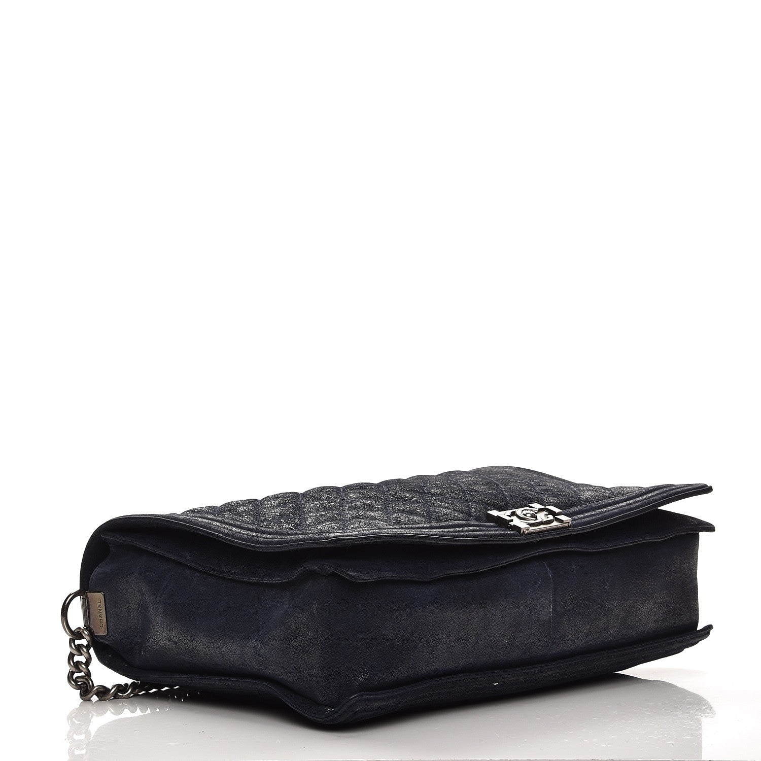 Chanel Iridescent Calfskin Large Gentle Boy Flap Navy Blue 4 of 8