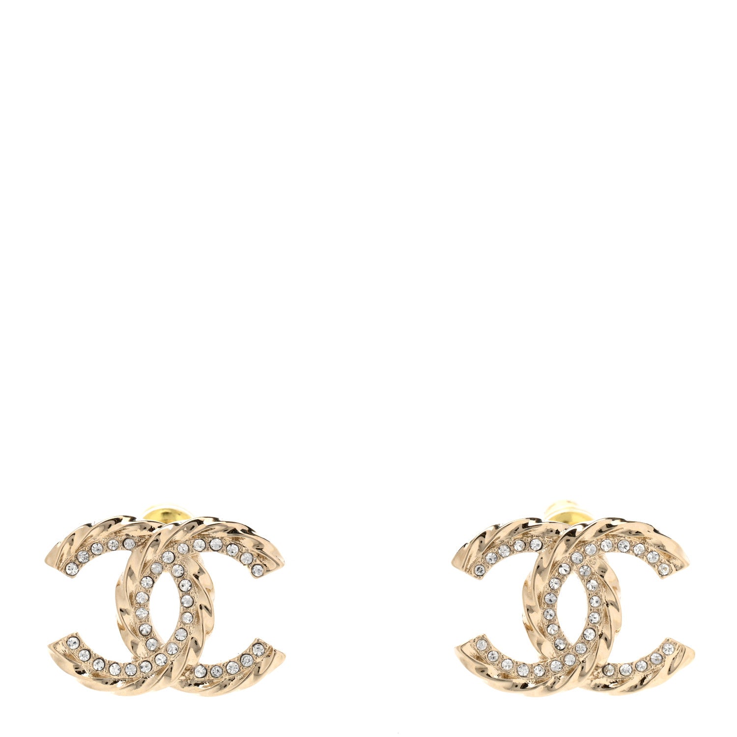 Chanel Crystal CC Earrings Gold 1 of 4