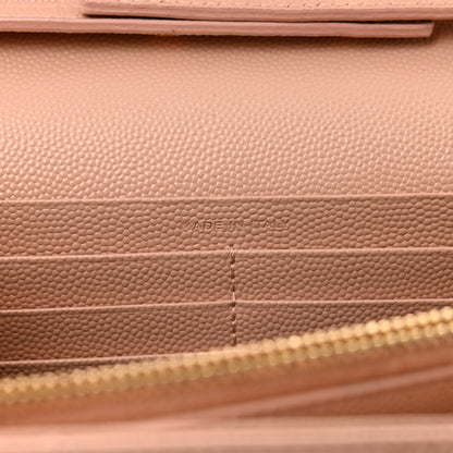 Saint Laurent Grain De Poudre Matelasse Chevron Monogram Chain Wallet Pale Pink 8 of 16