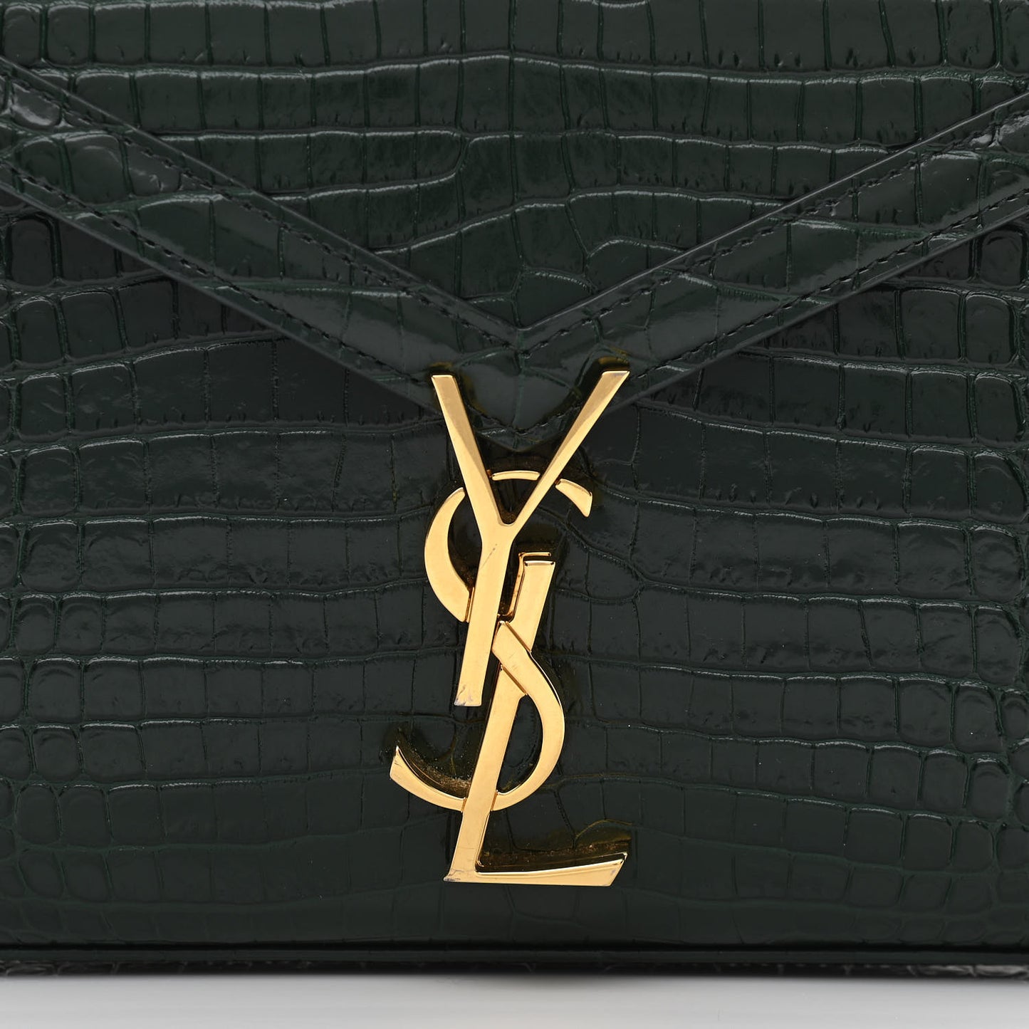 Calfskin Crocodile Embossed Mini Classic Monogram Cassandra Top Handle Green