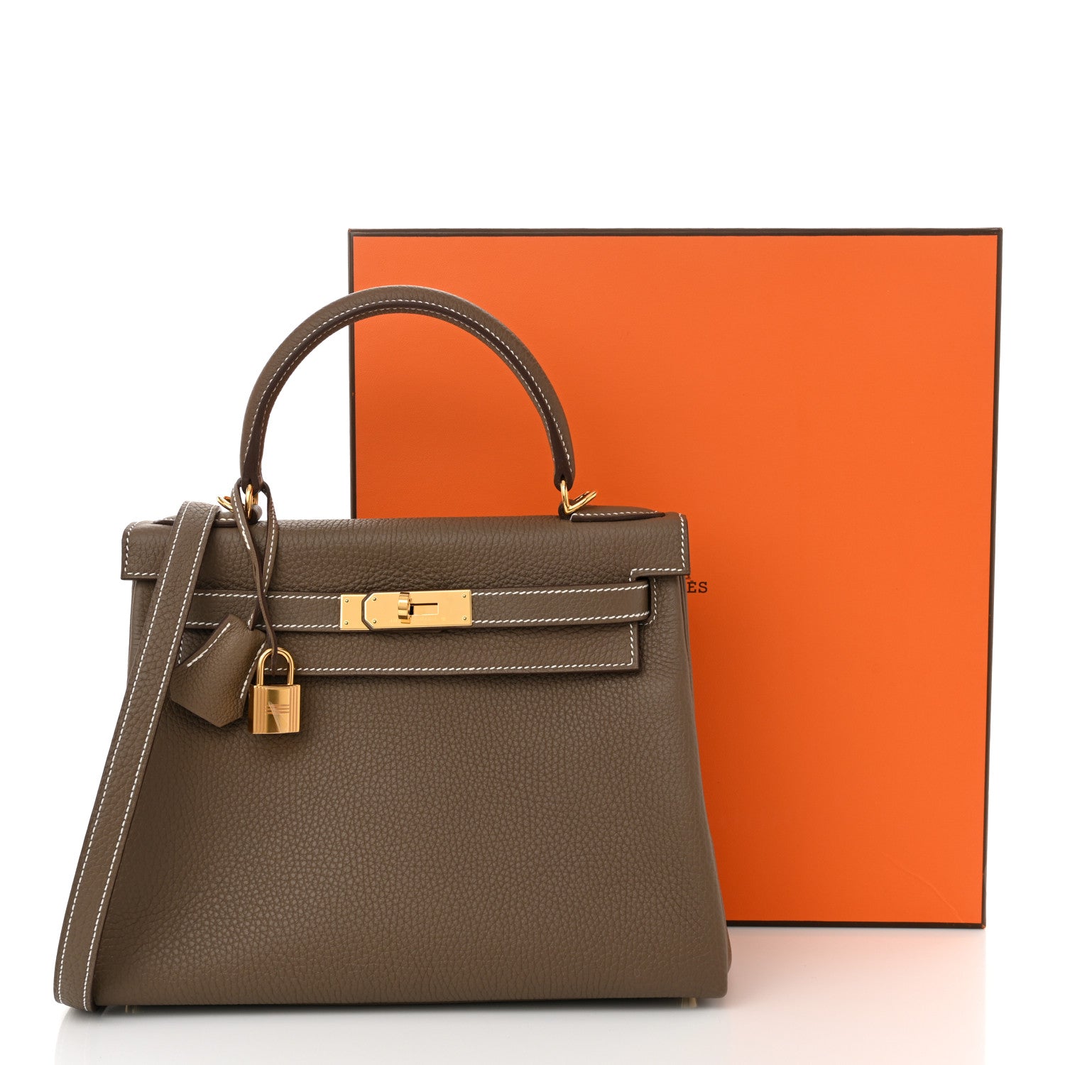 Hermes Taurillon Clemence Kelly Retourne 28 Etoupe 11 of 11