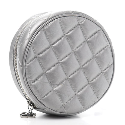 Chanel Metallic Aged Calfskin Quilted Round Bag Silver 3 of 12