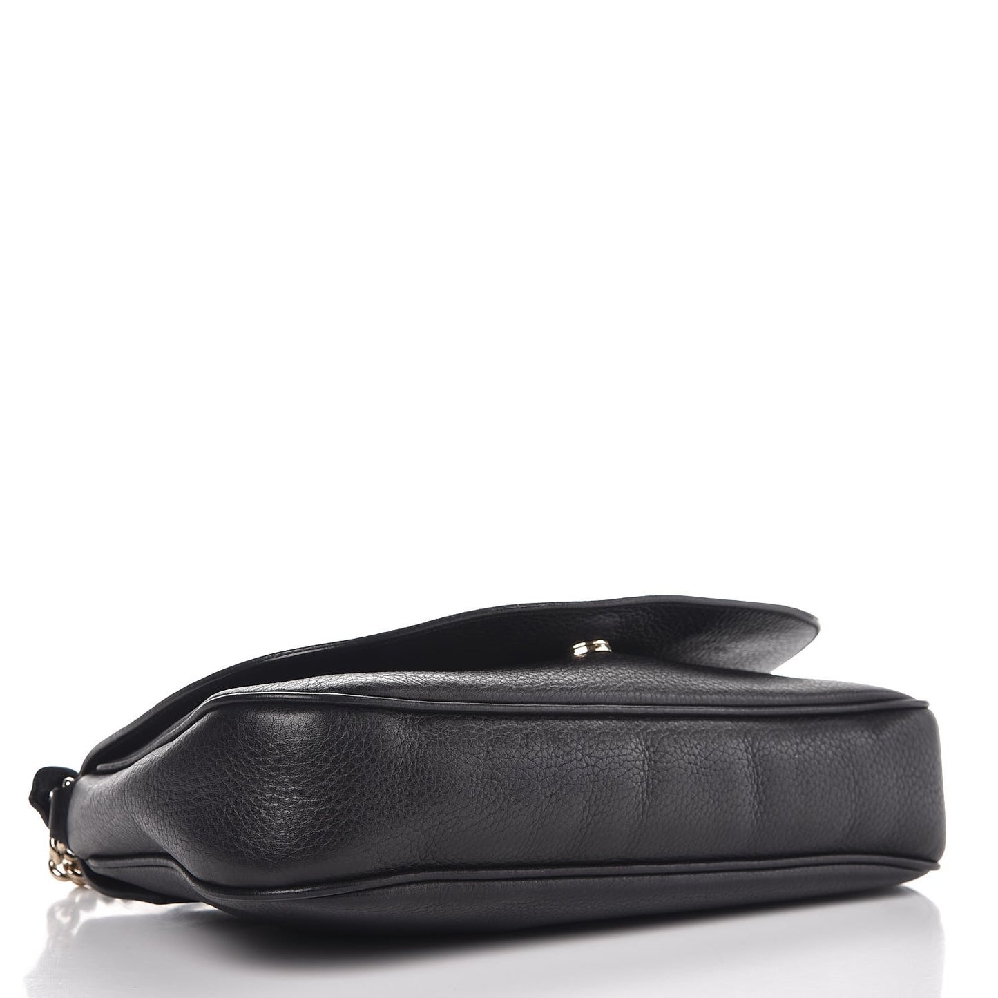 Pebbled Calfskin Medium Soho Flap Crossbody Black