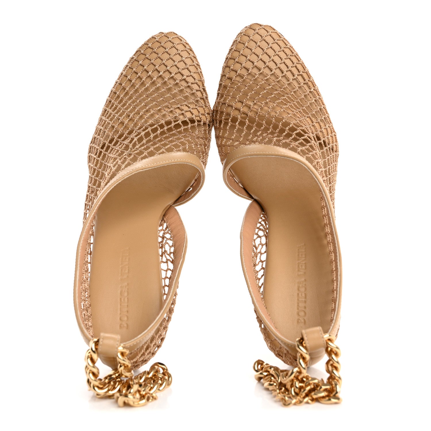 Bottega Veneta Mesh Nappa Chunky Chain Sandals 36 Beige Pony 2 of 9