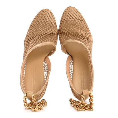 Bottega Veneta Mesh Nappa Chunky Chain Sandals 36 Beige Pony 2 of 9