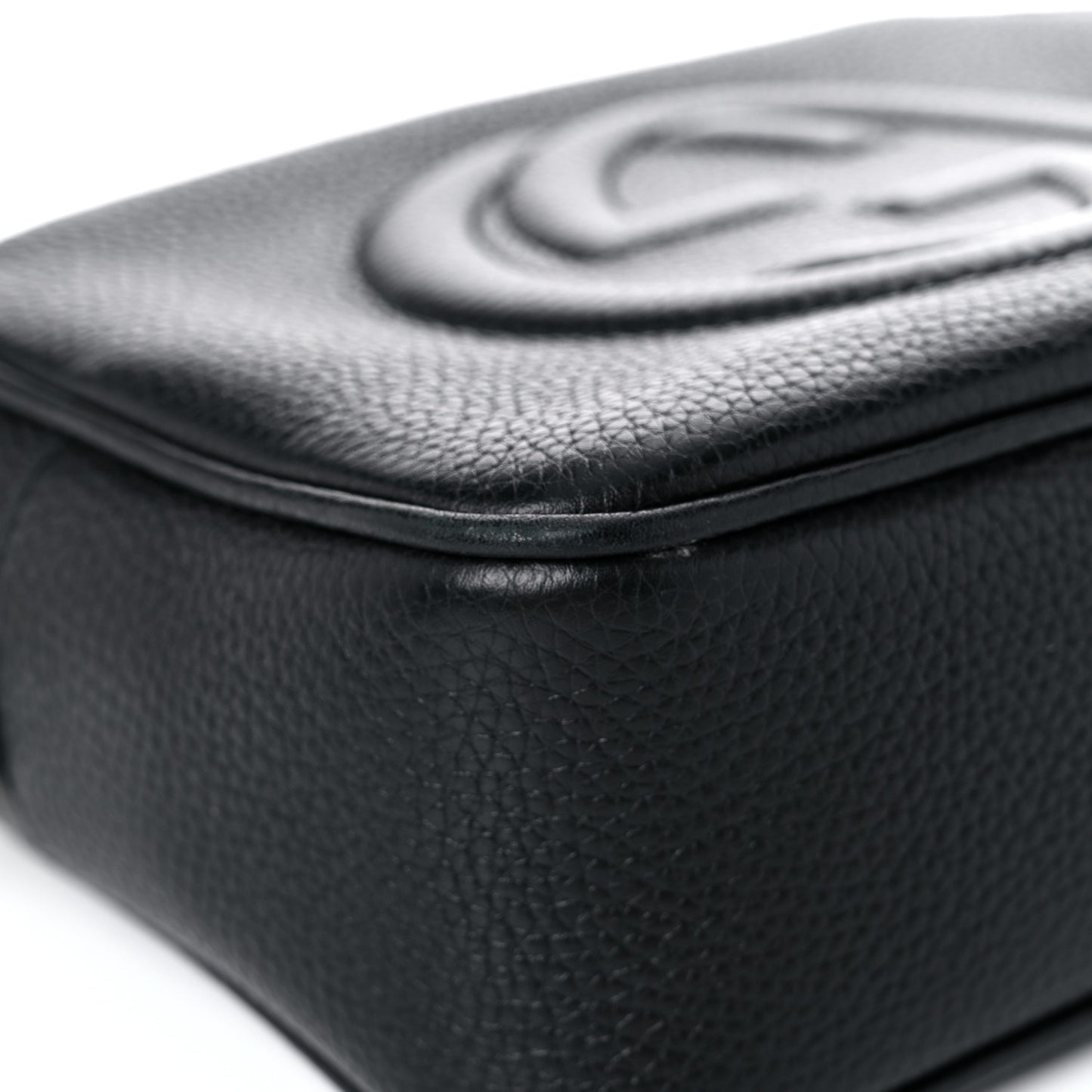 Pebbled Calfskin Small Soho Disco Bag Black