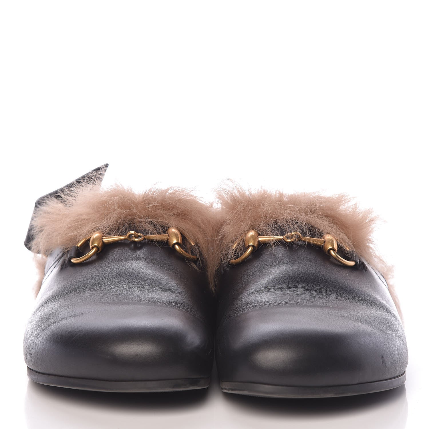 Gucci Calfskin Fur Mens Horsebit River Slingback Slippers 8 Black 2 of 11