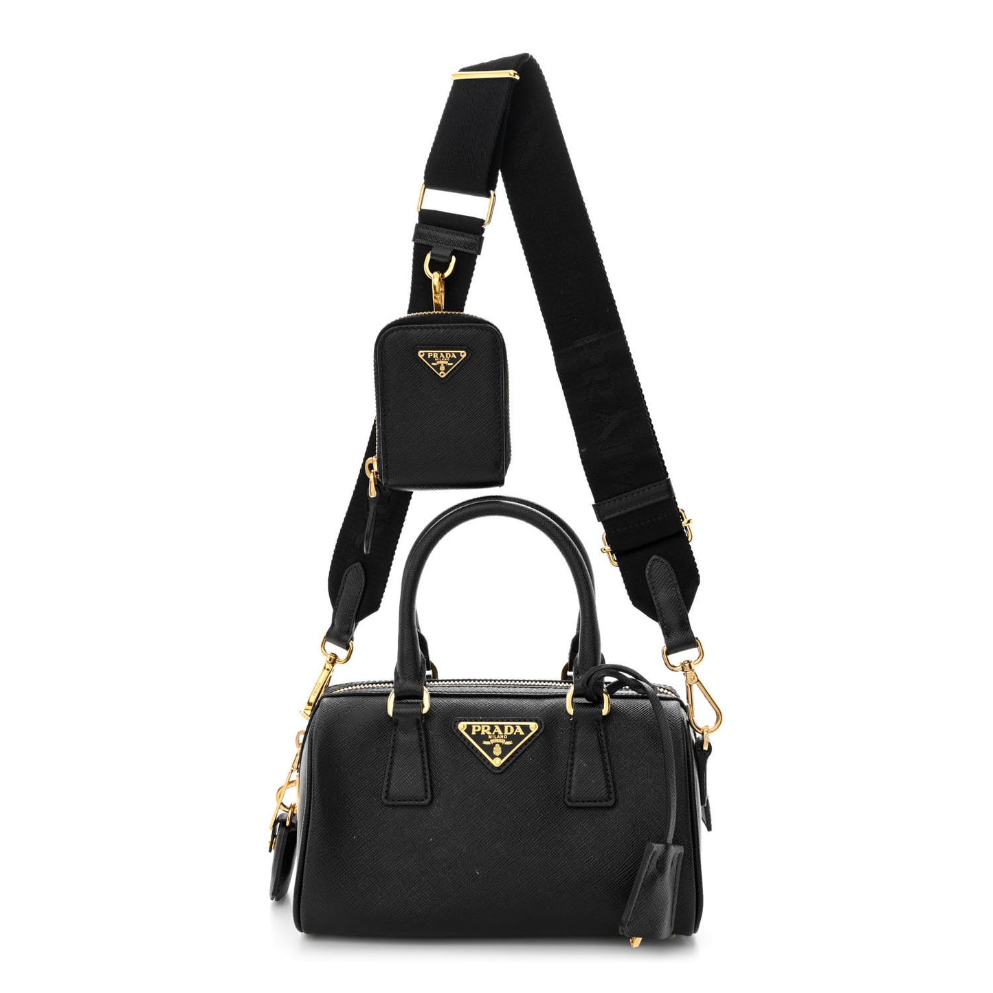 Saffiano Lux Top Handle Crossbody Bag Black