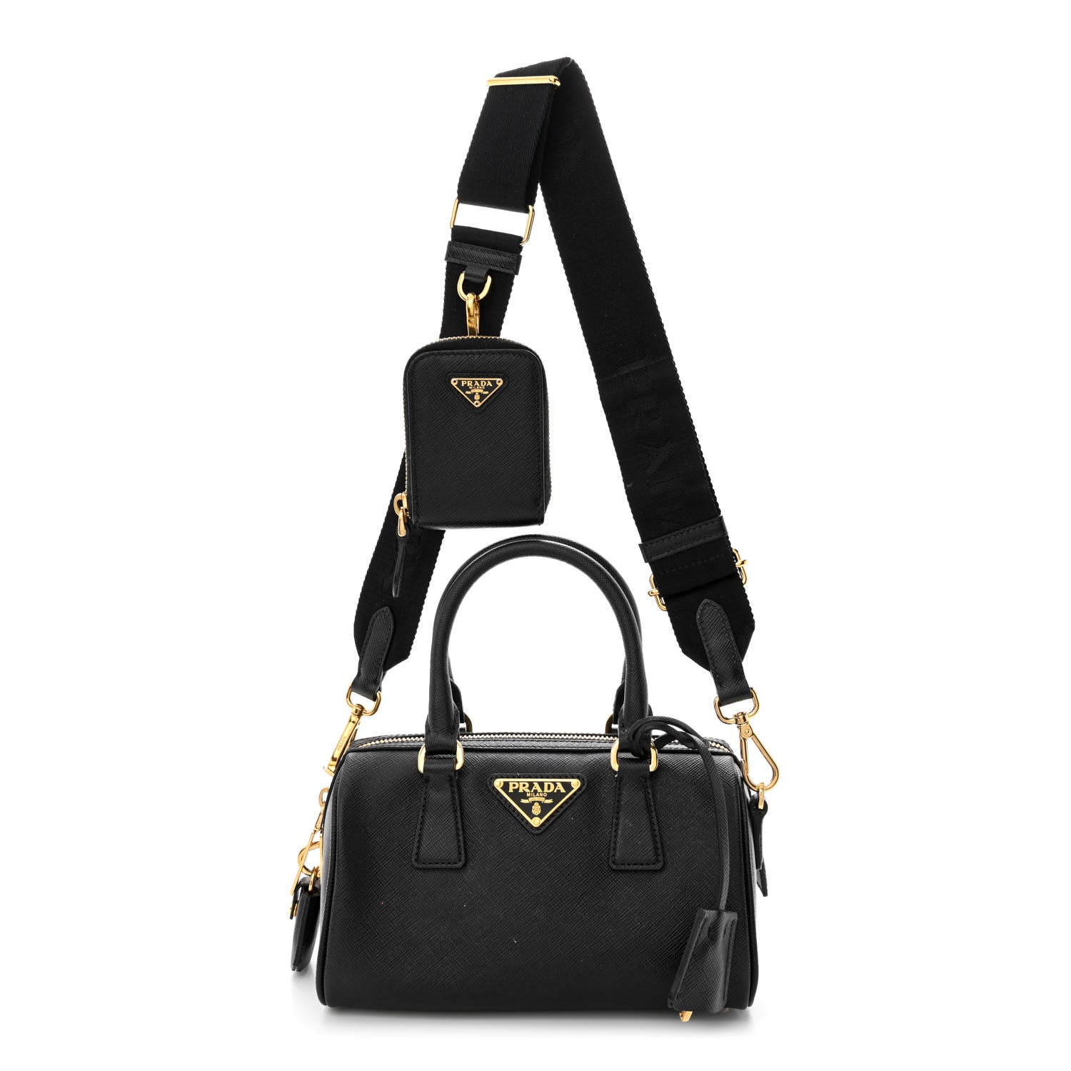 Prada Saffiano Lux Top Handle Crossbody Bag Black 1 of 14