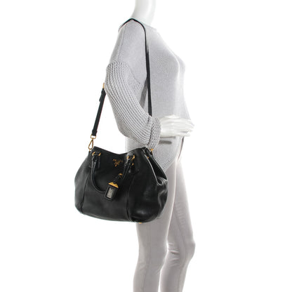 Prada Vitello Daino Shoulder Bag Nero Black 2 of 8