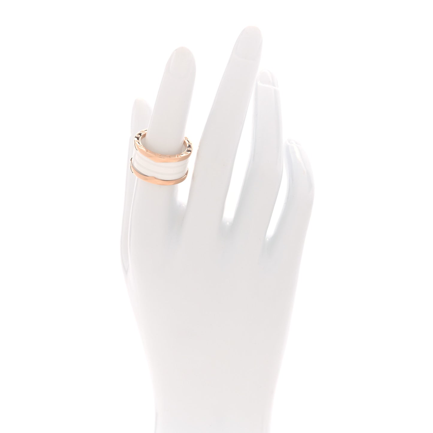18K Rose Gold White Ceramic B.Zero1 Four-Band Ring 54 6.75