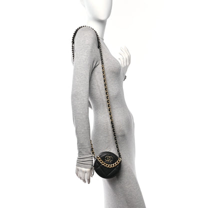 Chanel Lambskin Quilted Chanel 19 Round Clutch With Chain Black 2 of 10