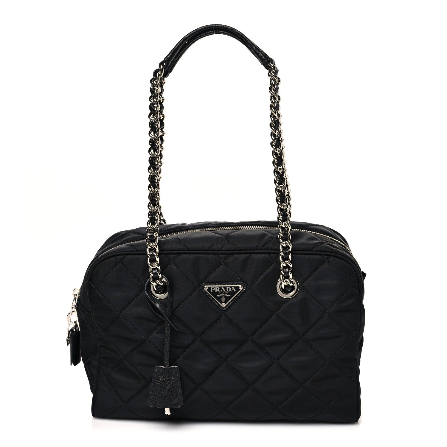 Prada Nylon Tessuto Impuntu Quilted Shoulder Bag Black 1 of 9