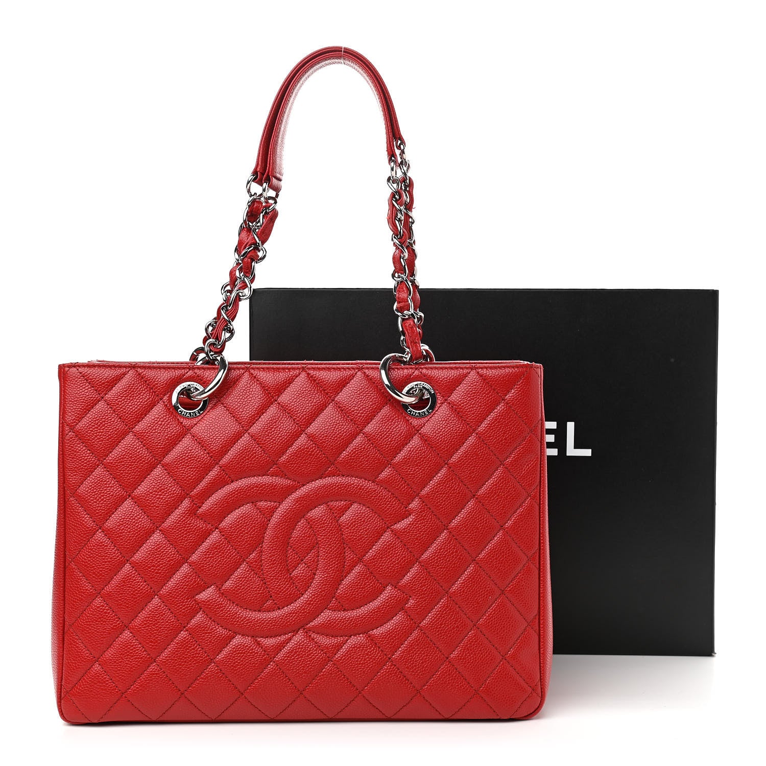 Chanel Caviar Quilted Grand Shopping Tote GST Red 12 of 12