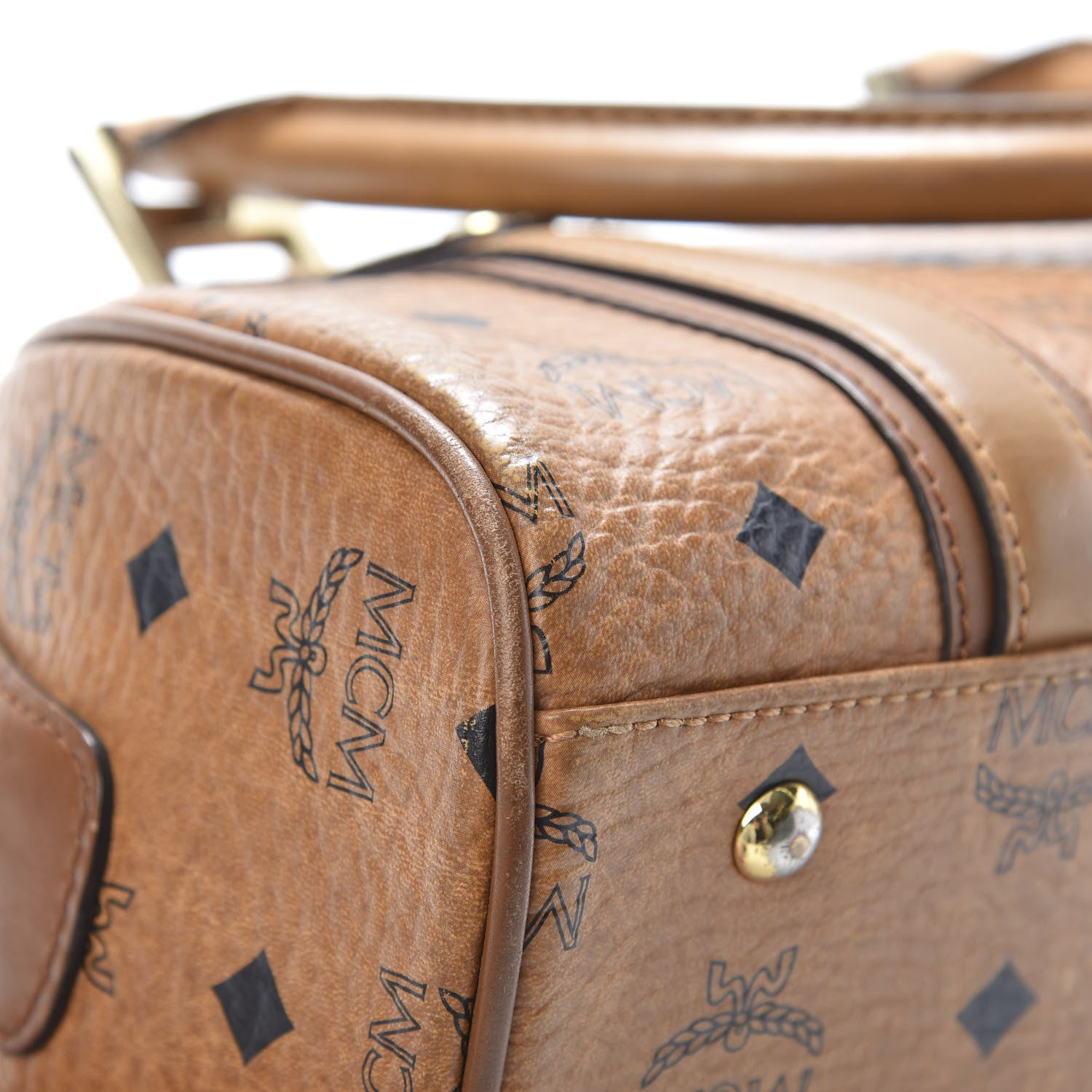 MCM Visetos Boston Bag Cognac 12 of 19