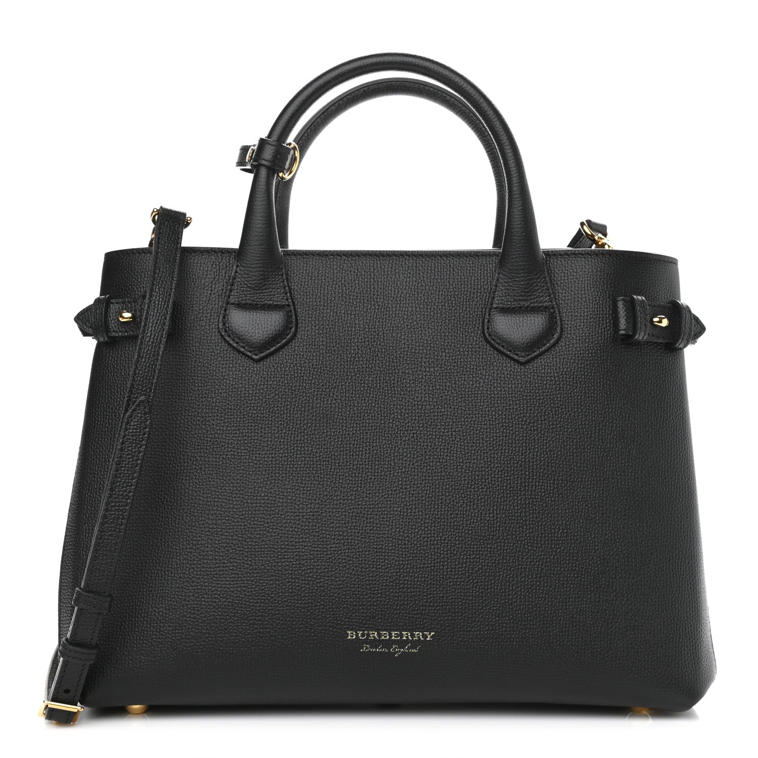 Burberry Derby Calfskin House Check Medium Banner Tote Black 1 of 10